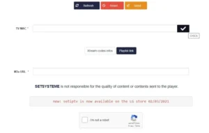 MAC-Adresse ein und klicken Sie zur Bestätigung auf das Raute-Symbol set iptv