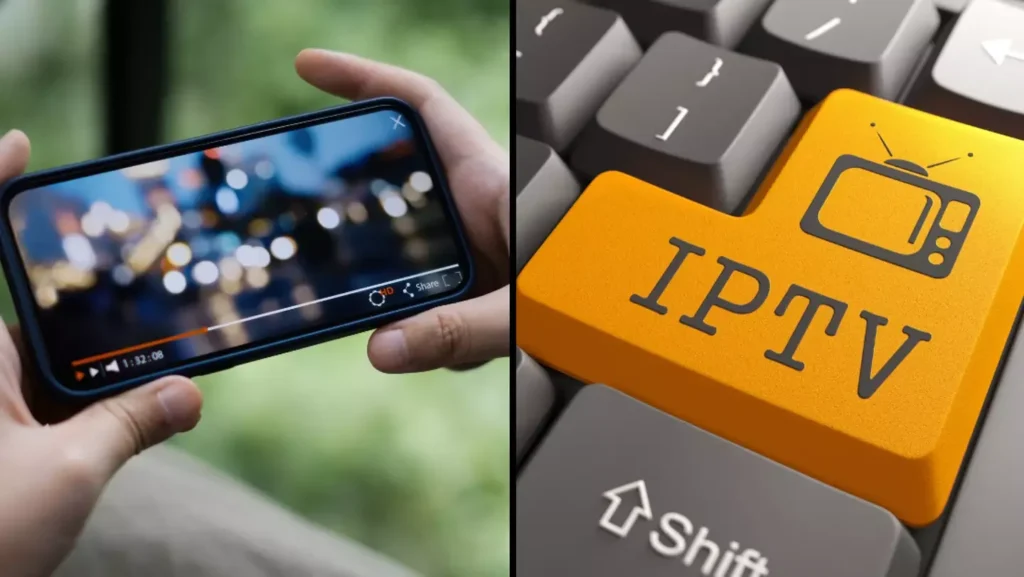 Waage visualisiert die rechtliche Situation von IPTV: legaler Zugang versus illegales Streamingrisiko.